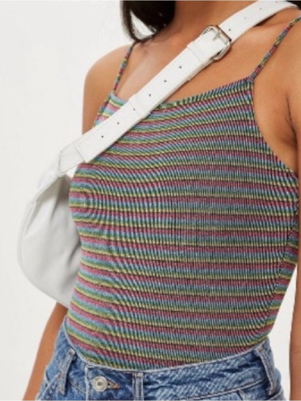 Topshop metallic rainbow stripe bodysuit
